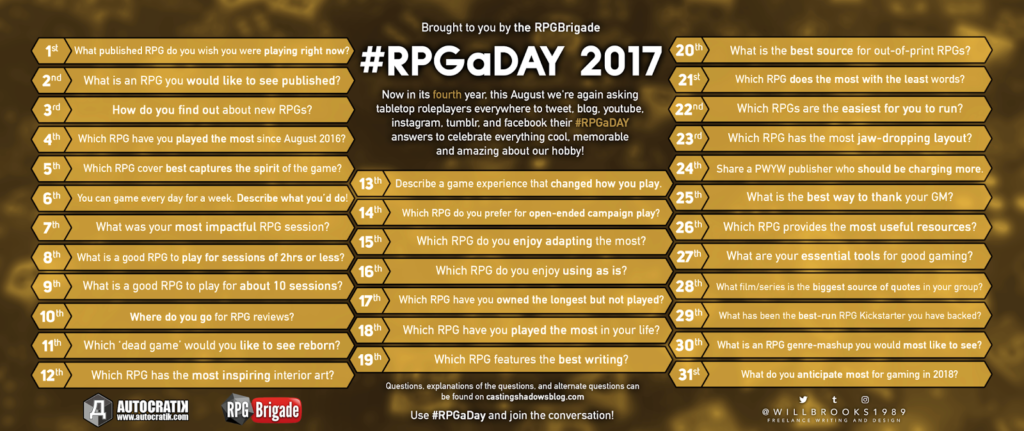 #RPGaDAY Questions Infographic