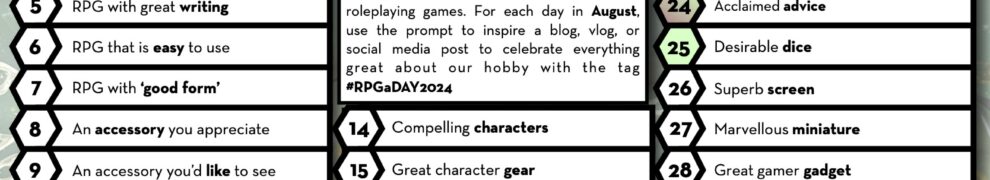 Full list of #RPGaDay prompts